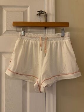 Princess Polly White Lounge Shorts w/ Pink Trim | Size US 4